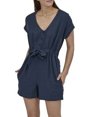Patagonia Organic Cotton Gauze Romper Stone Blue Size XL
